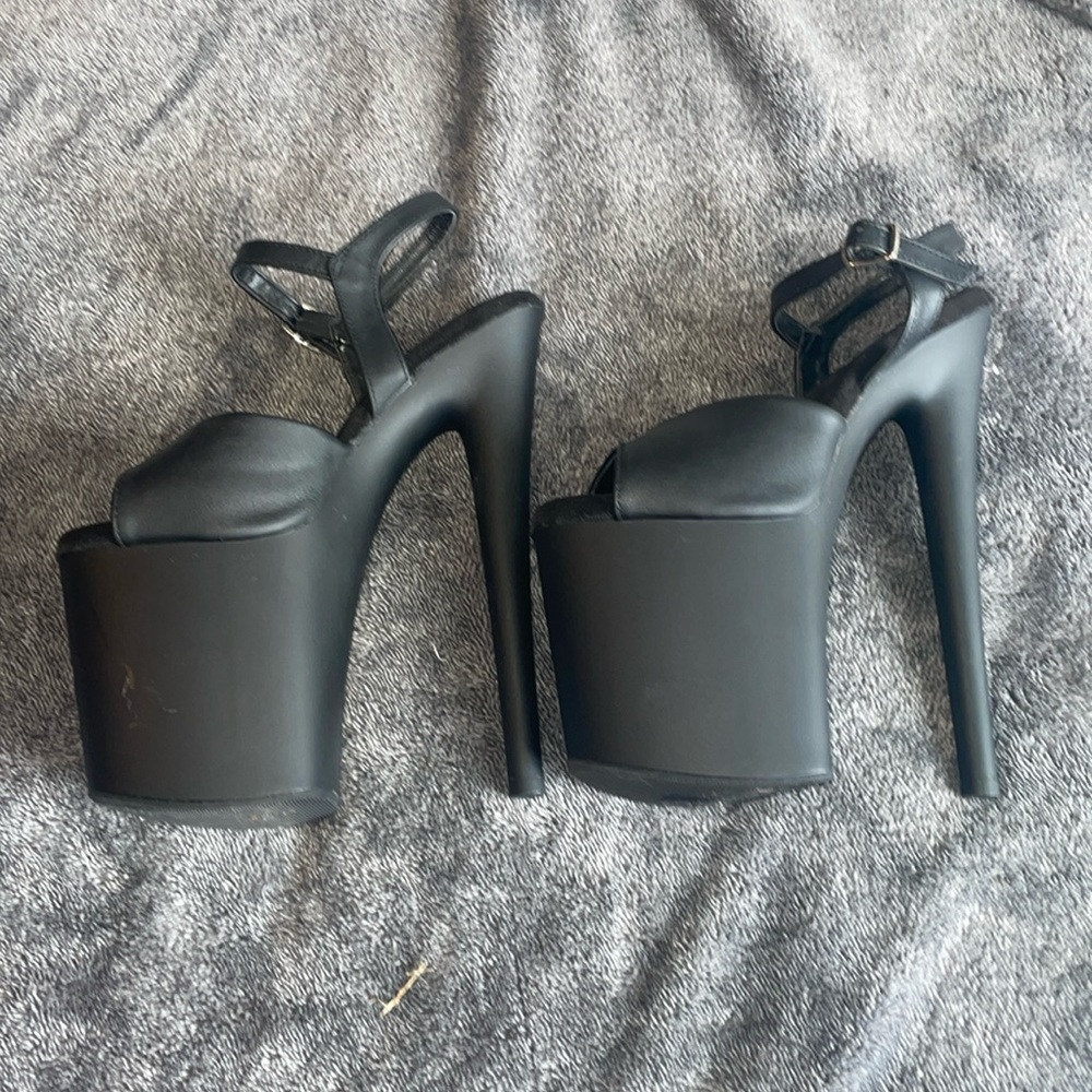 Pleaser black platform stripper heels